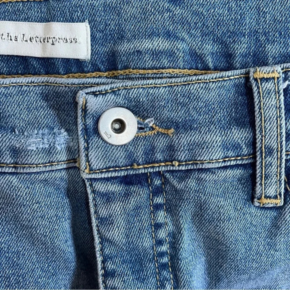 Anthro Pilcro and the Letterpress Floral Lace Up Raw Hem Slim Straight Jeans 30 - Picture 13 of 15